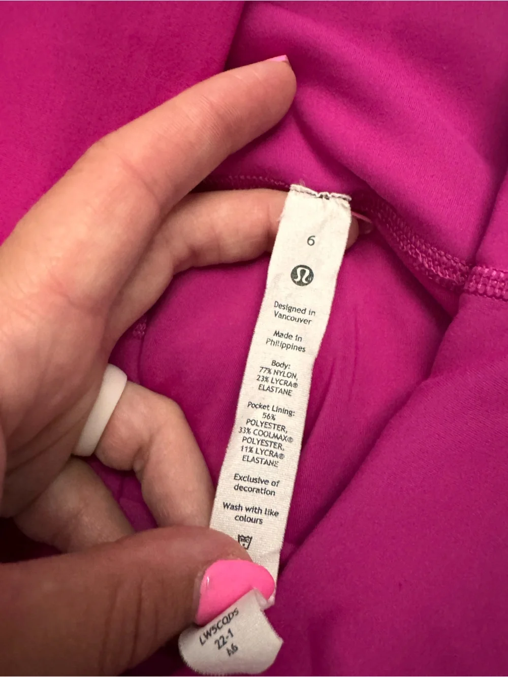 lululemon athletica size 6 Bright Fuchsia High-Waist Leggings 25” inseam